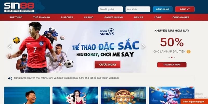 Sin88 trang cá cược trực tuyến uy tín số 1 tại Việt Nam hiện nay