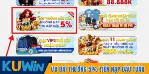 Ưu đãi thưởng 5% tiền nạp đầu tuần
