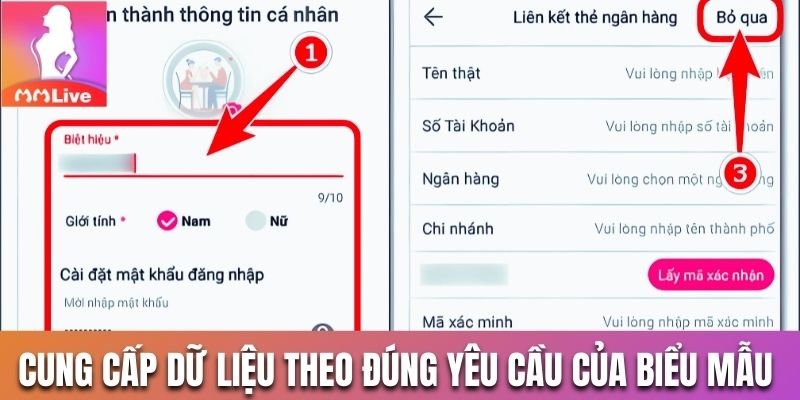 Cung cấp dữ liệu cá nhân theo đúng yêu cầu của biểu mẫu 