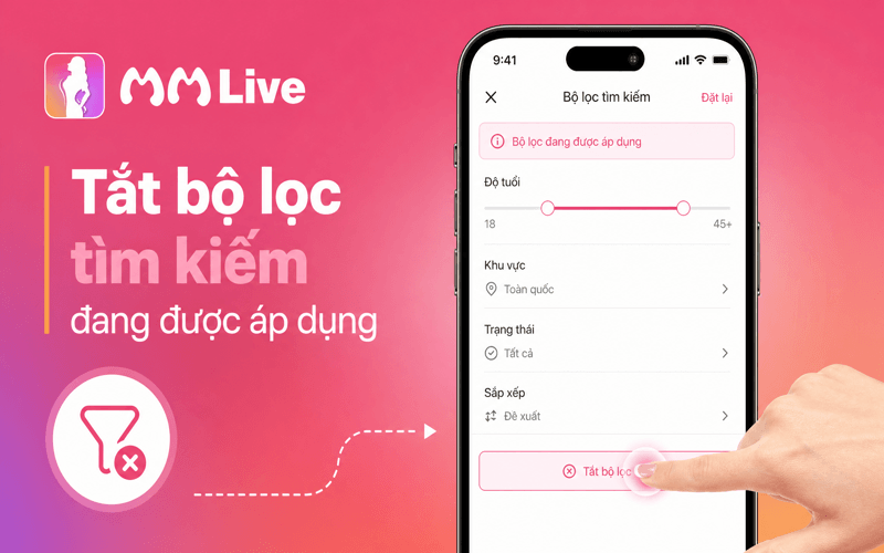 Tắt bộ lọc tìm kiếm đang được áp dụng