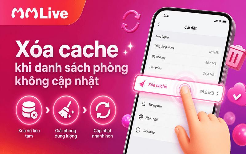 Xóa cache khi danh sách phòng không cập nhật
